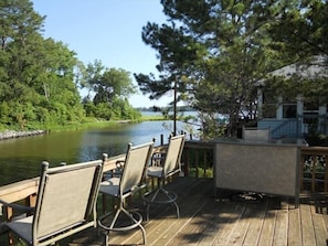 The back deck overlooking channel to bay.