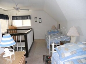 4 bedrooms, desk, iron/ironing board, travel crib