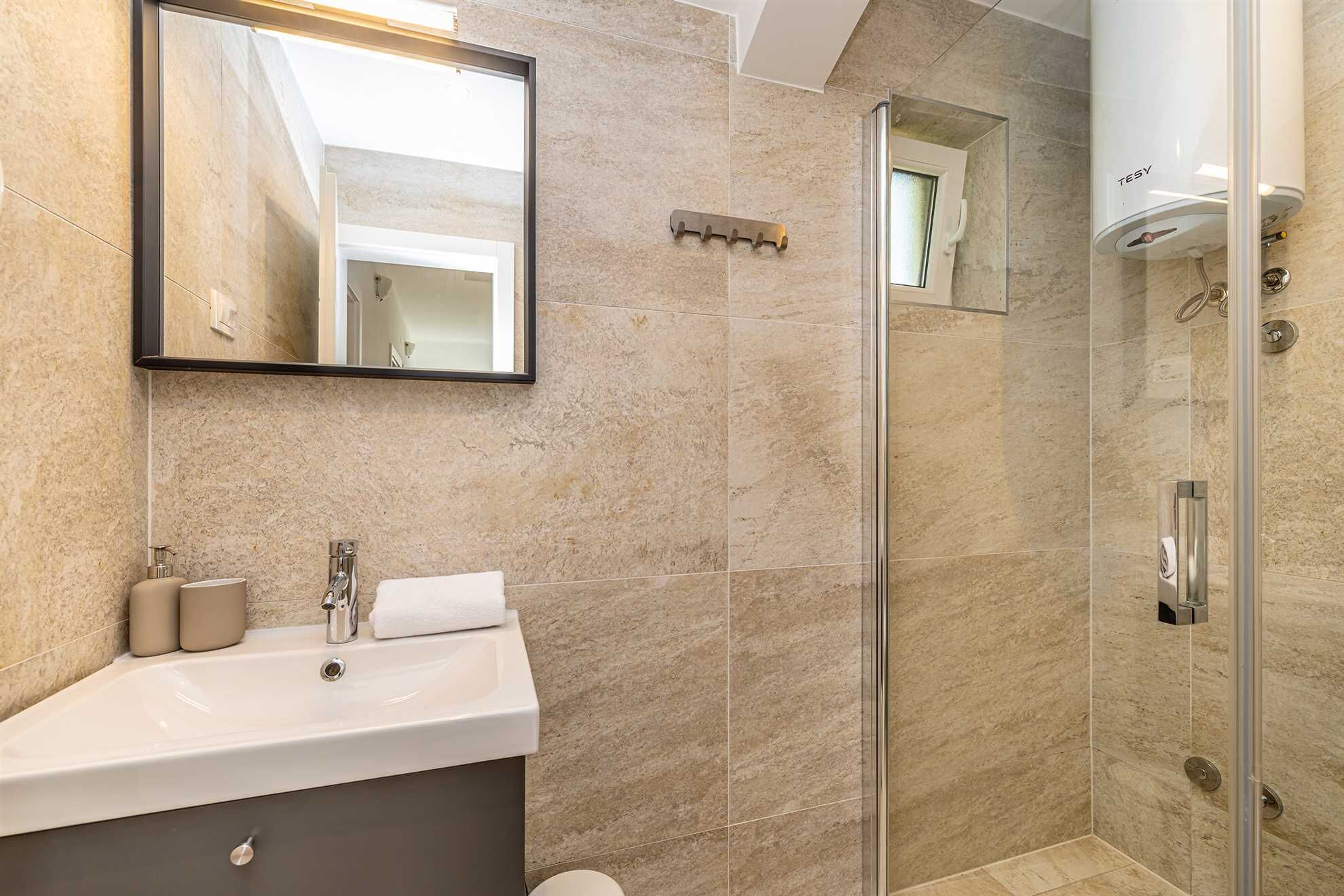 Hair dryer, towels, toilet paper