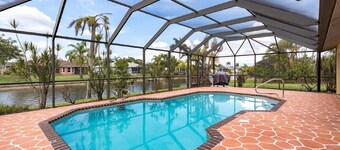 CAPE CORAL FLORIDA WATERFRONT WITH   HEATED POOL, PRIVATE DOCK 