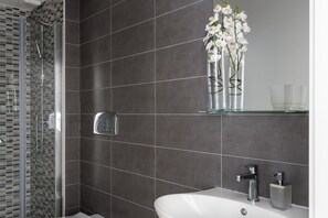 Dusche, Haartrockner, Bidet, Handtücher