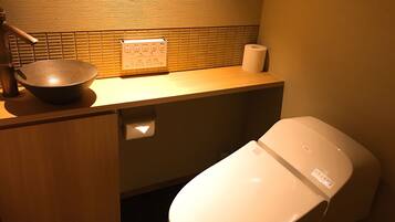 Hair dryer, slippers, towels