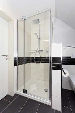 Dusche, Haartrockner, Handtücher