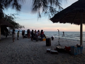 Private beach, white sand, sun-loungers, beach umbrellas