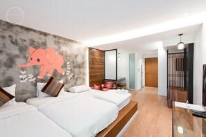 5 室のベッドルーム、可動式ベッド、WiFi (無料)、ベッドシーツ