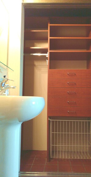 Shower, towels, soap, shampoo