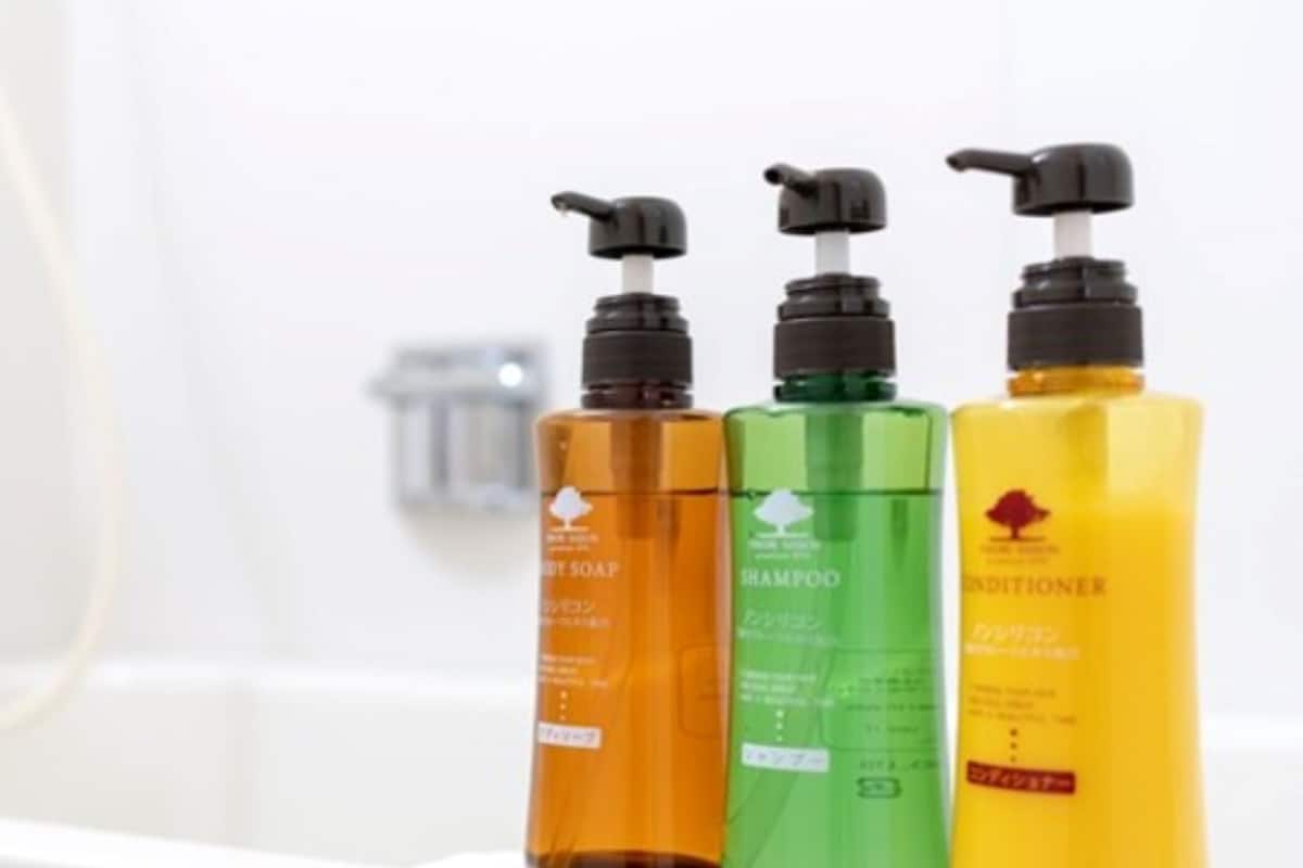 free toiletries, slippers, towels