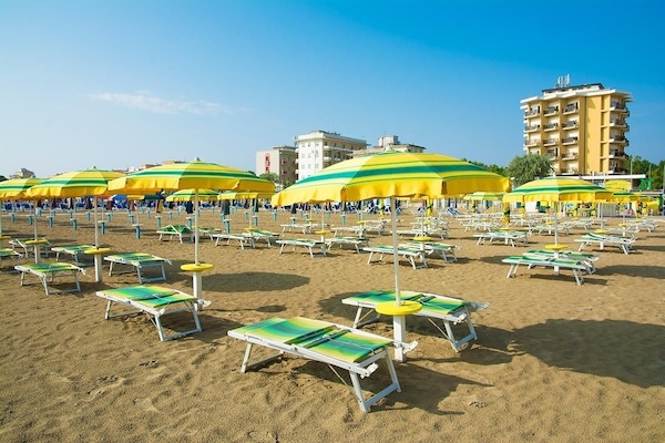On the beach, white sand