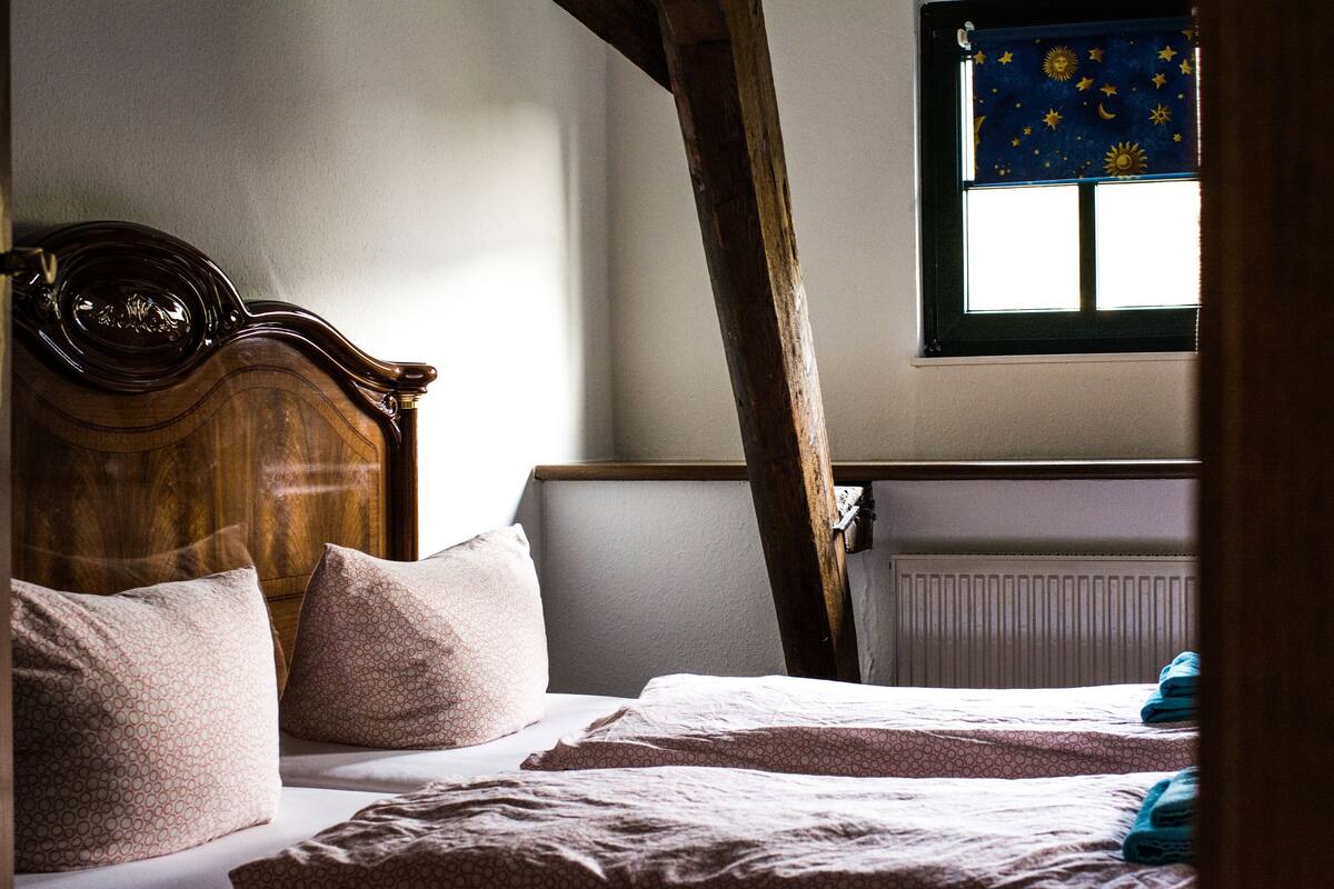 Basic Double Room, 2 Single Beds, Mountain View