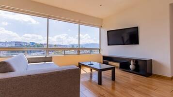 TV, books, stereo, offices