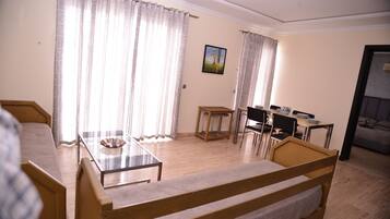 19-inch flat-screen TV with satellite channels, TV