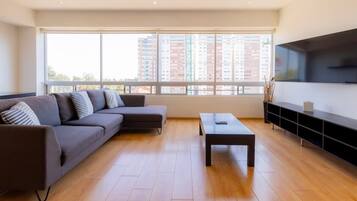 TV, books, stereo, offices
