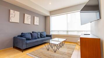 TV, books, stereo, offices