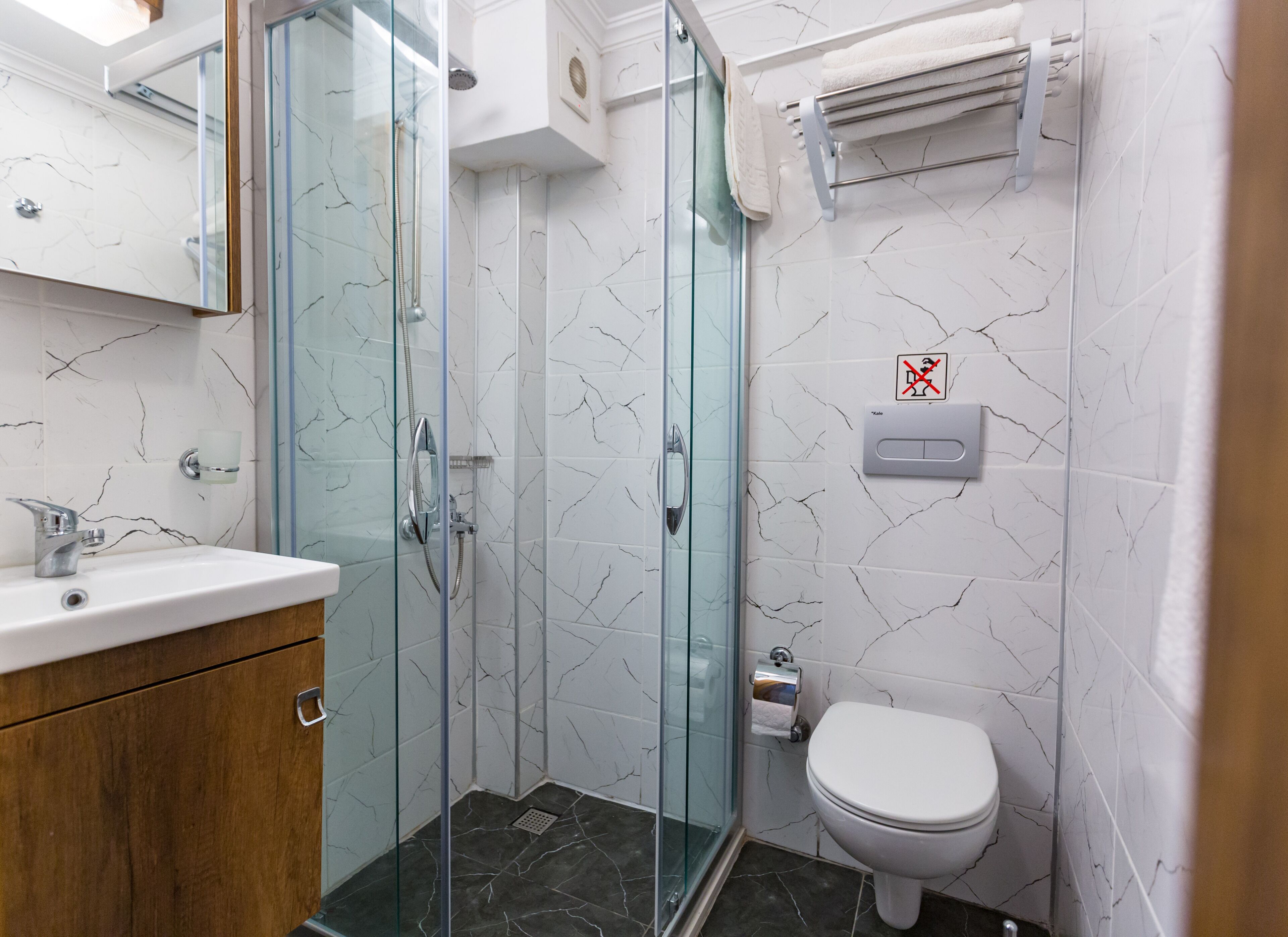 shower, free toiletries, hair dryer, bathrobes