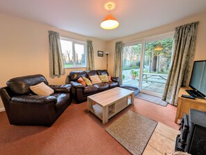 TV, fireplace - Pine Croft, Goonhaven, set in acres of mature gardens (Goonhavern)