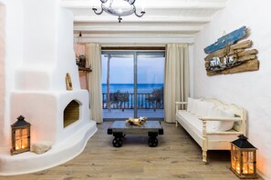 Villa, 3 Bedrooms (Lydia) | Living area | Flat-screen TV - Axiotheaton Villas (Rhodes)