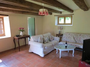 TV, fireplace, DVD player, table football