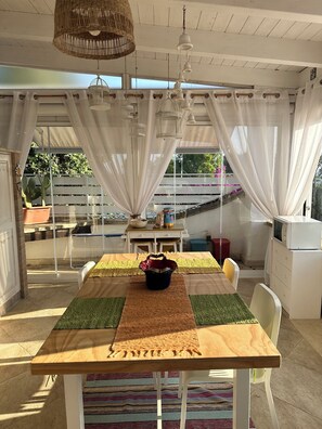 Dining - Penthouse with sea view 3 beds with equipped terrace, kitchenette  (porto cesareo)