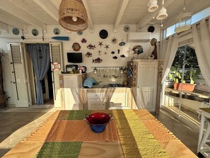 Fridge, microwave, oven, stovetop - Penthouse with sea view 3 beds with equipped terrace, kitchenette  (porto cesareo)