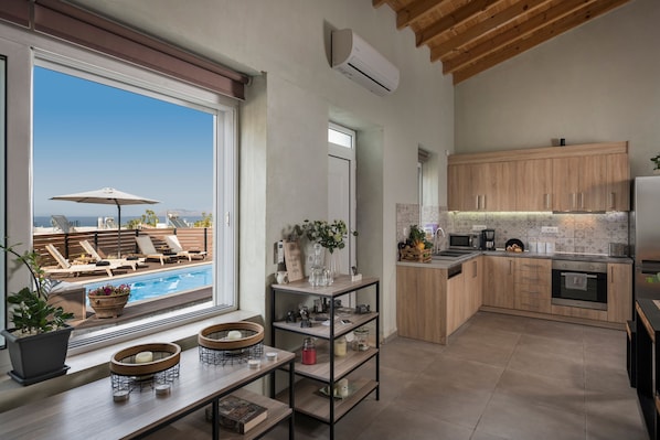 Villa, 3 Bedrooms, Sea View | Living area | 32-inch flat-screen TV with satellite channels, TV