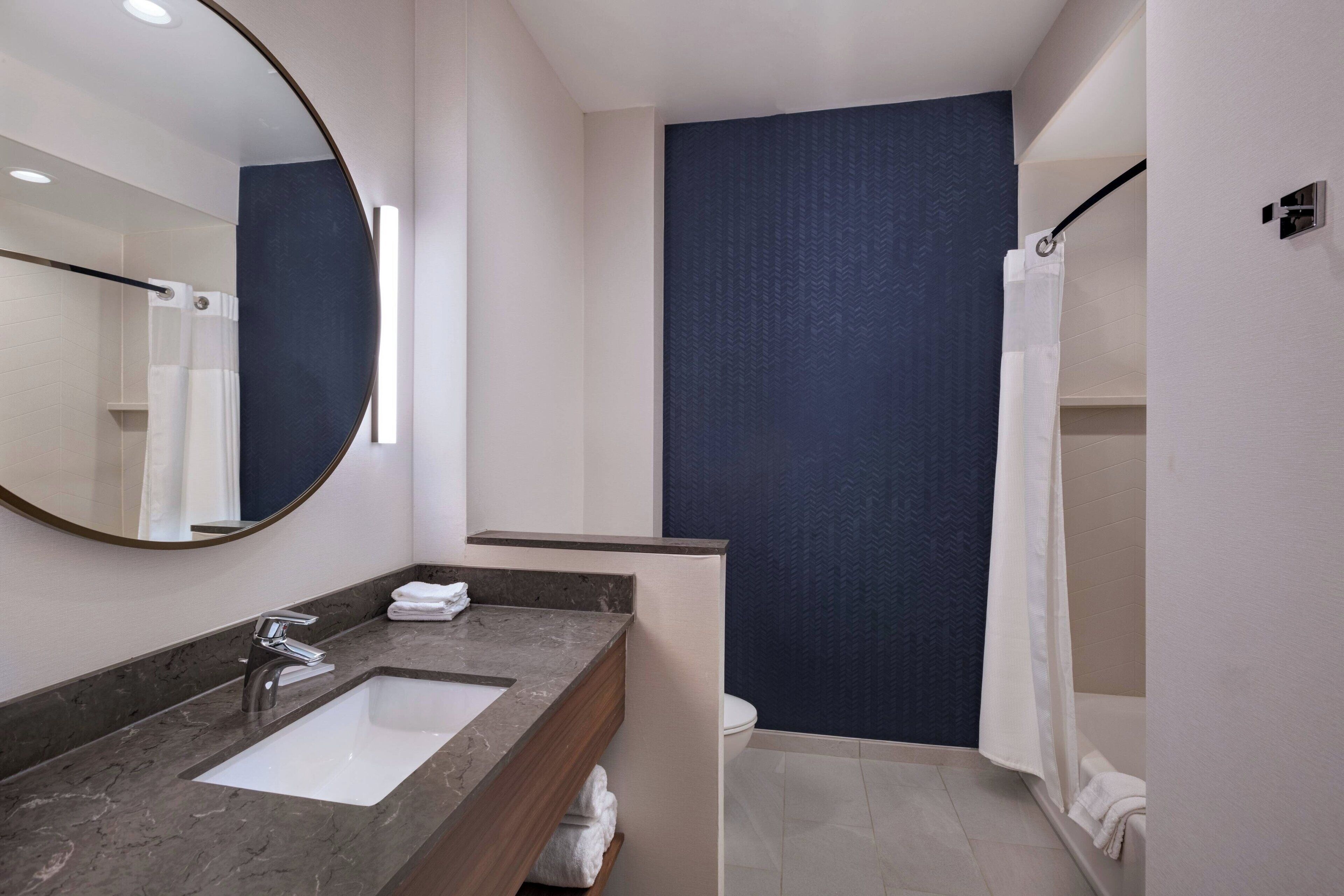 free toiletries, hair dryer, towels