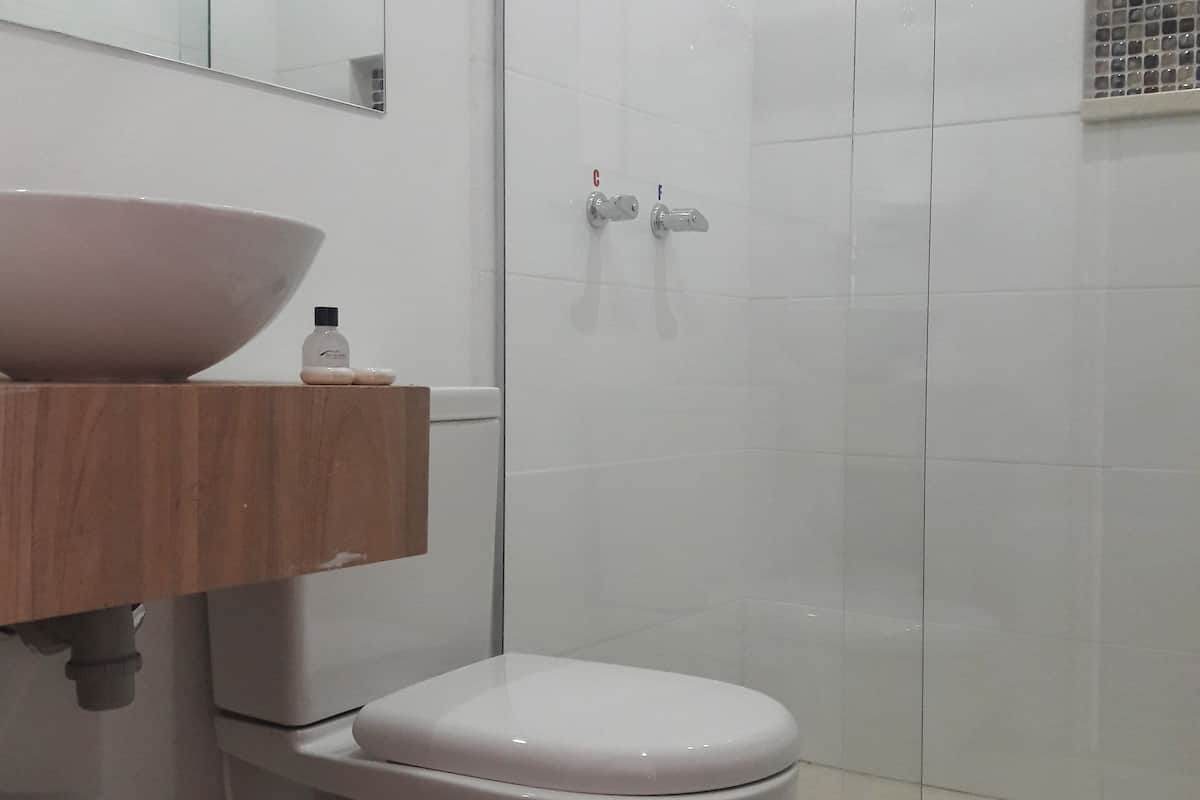 triple room, multiple beds | bathroom shower