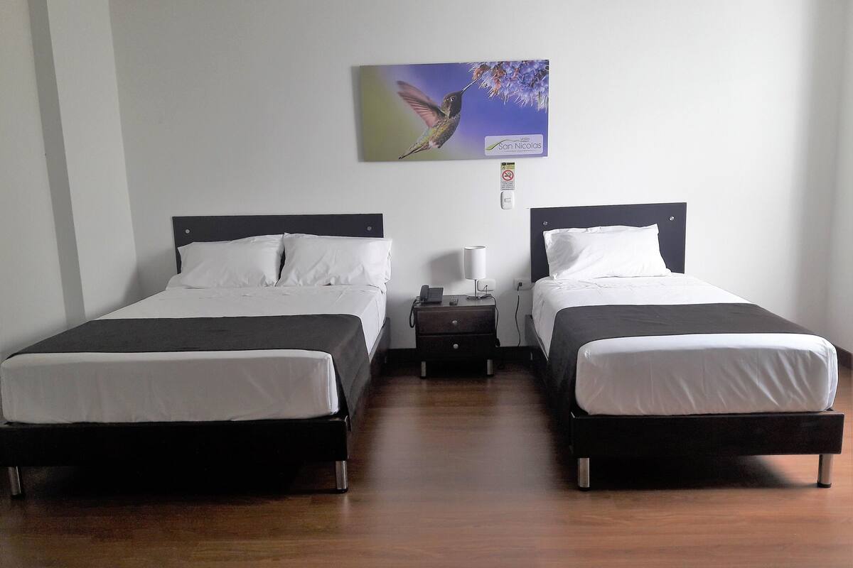 Desk, free WiFi, bed sheets