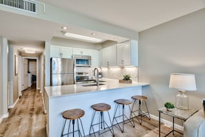 Fridge, microwave, oven, dishwasher