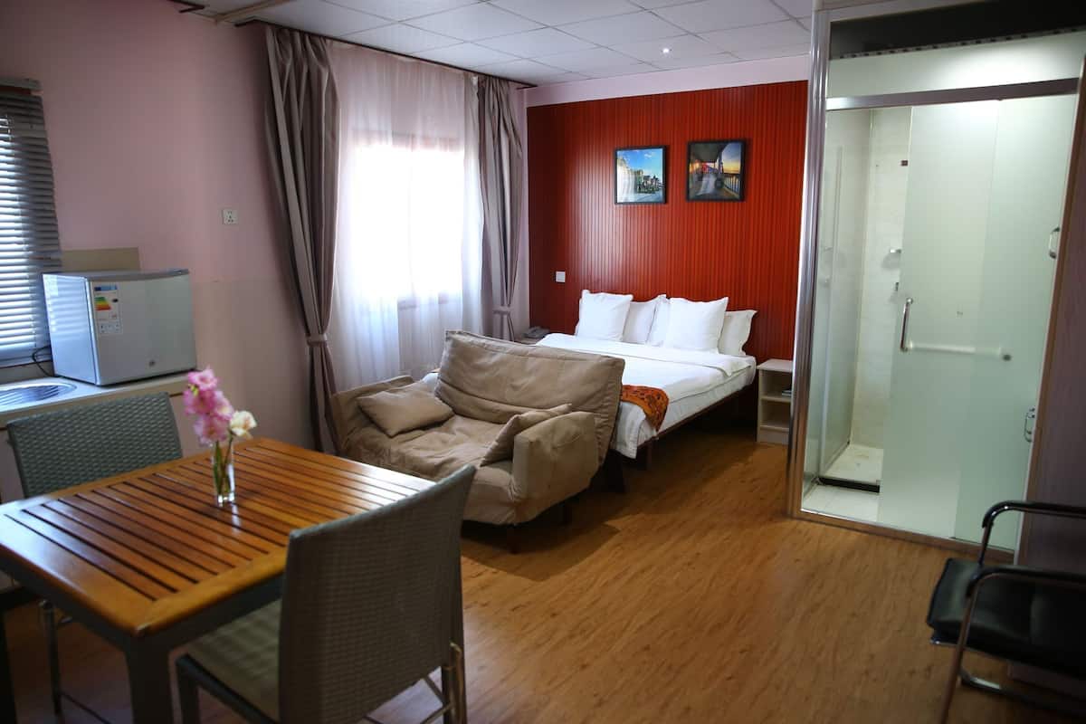 Premium bedding, Select Comfort beds, blackout curtains, soundproofing