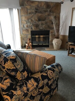 TV, fireplace, DVD player, stereo