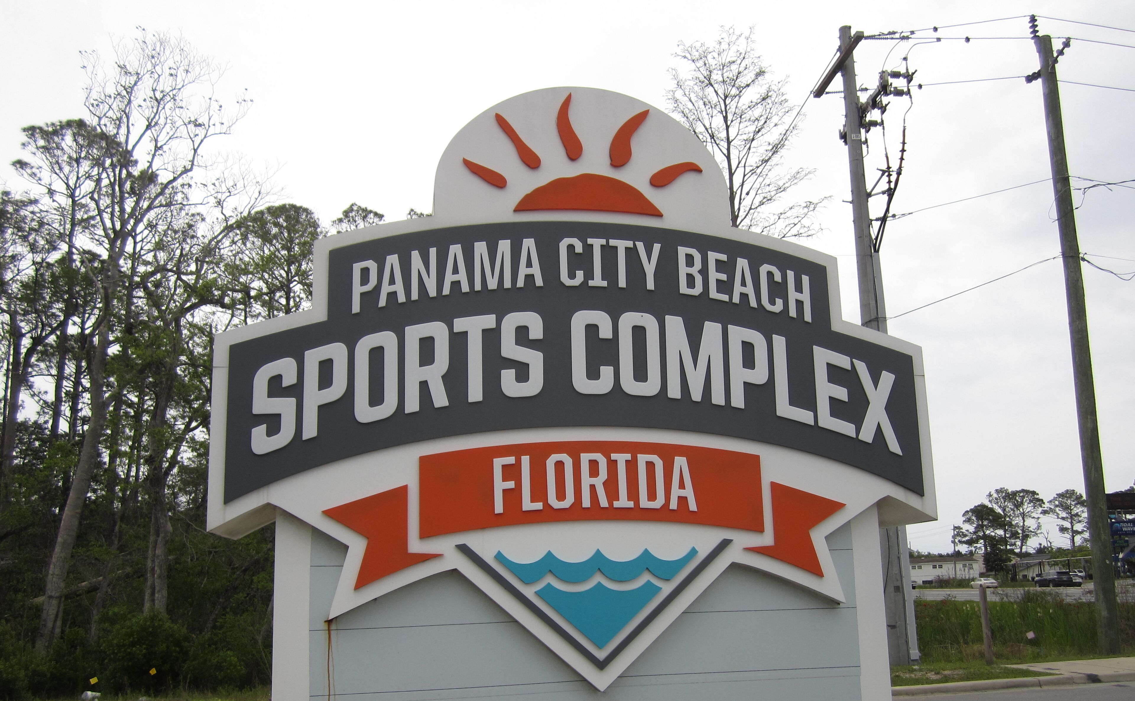 A sign for Panama City Beach Sports Complex in Florida.