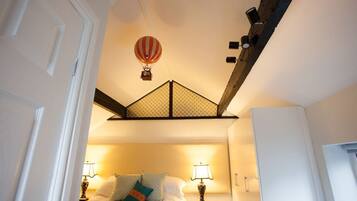 1 bedroom, desk, iron/ironing board, travel cot