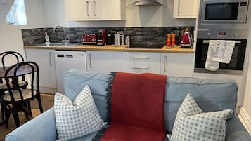 Business cottage, 1 slaapkamer | Woonruimte | Smart-tv, een open haard, Netflix en een dvd-speler