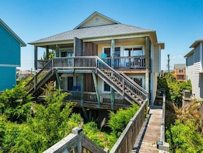 Enjoy ocean views from the elevated deck and balcony.