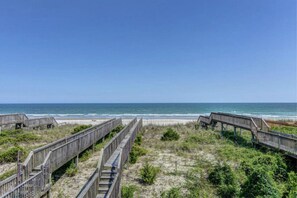 On the beach, sun loungers - Oceanfront Paradise | Private Beach Access | Topsail Beach | Sleeps 10 (Surf City)