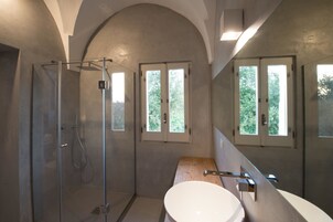 Exclusive Apartment, 1 Bedroom, Terrace, Garden View | Bathroom | Shower, rainfall showerhead, hair dryer, bidet
