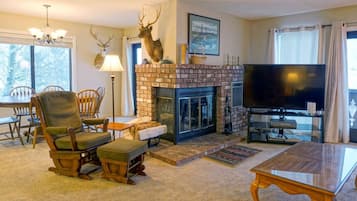 Televisión y chimenea