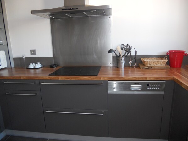 Kühlschrank, Mikrowelle, Ofen, Herdplatte