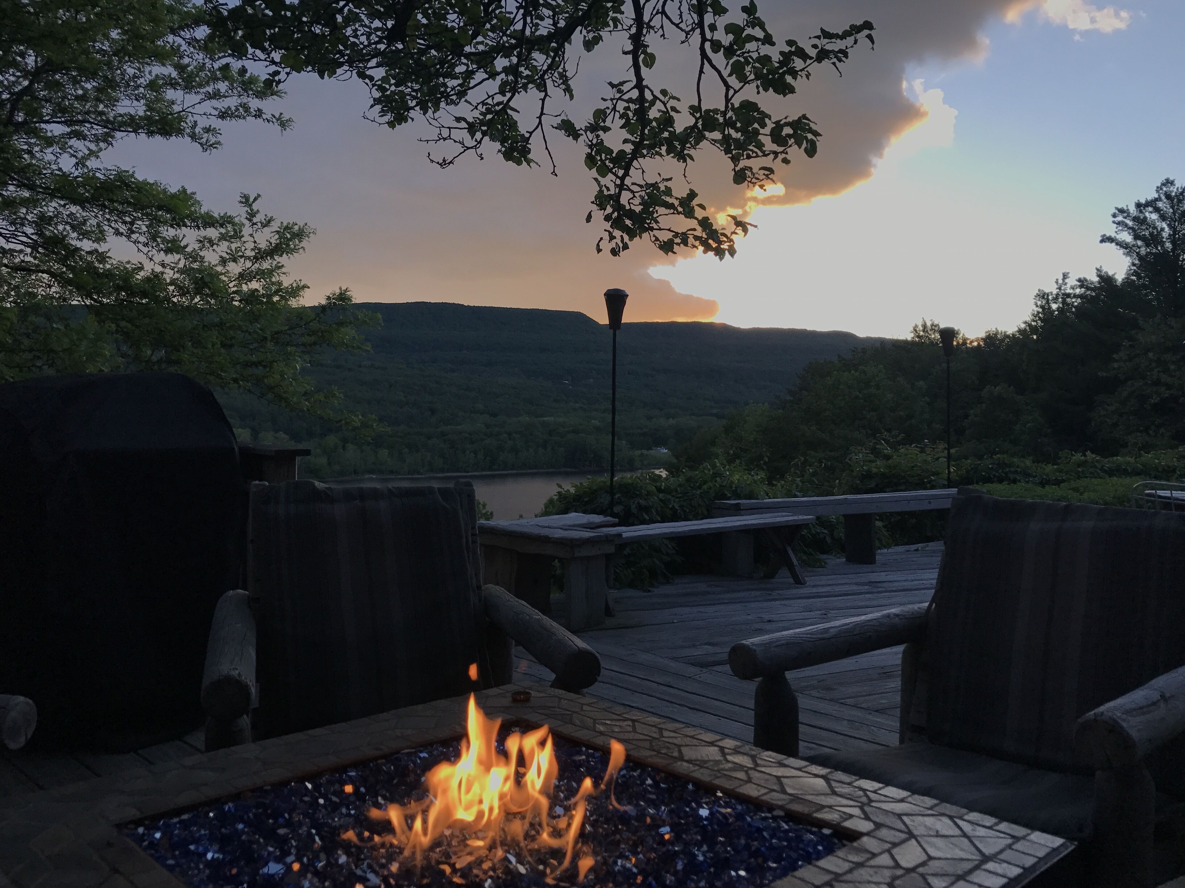 Fire table is great after dark