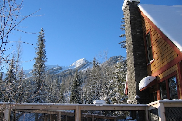 Front deck with view of ski hill