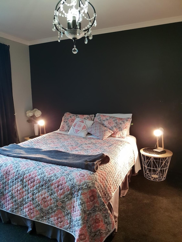 Premium bedding, blackout curtains, free WiFi, bed sheets