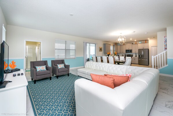 Villa, 6 Bedrooms | Living area | LCD TV, foosball