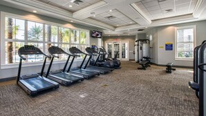 A gym with treadmills, exercise balls, and weight machines. - Solterra 4096 (Davenport)