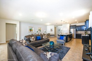 Villa, Multiple Beds | Living area | TV, DVD player, table football