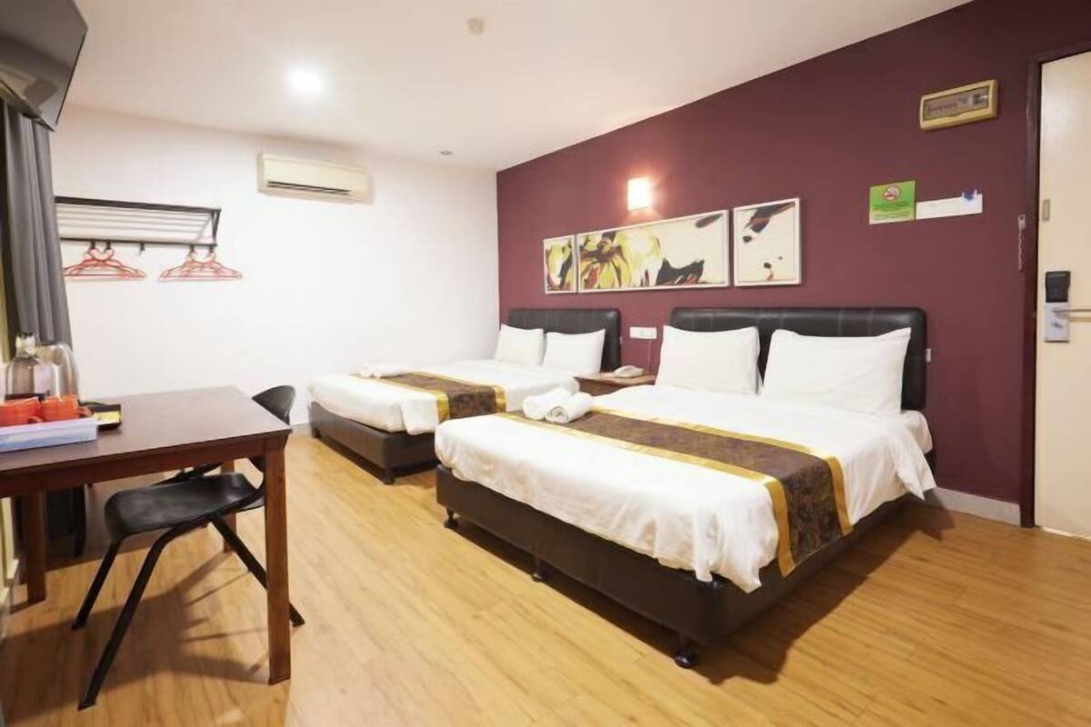 Desk, blackout curtains, iron/ironing board, free WiFi