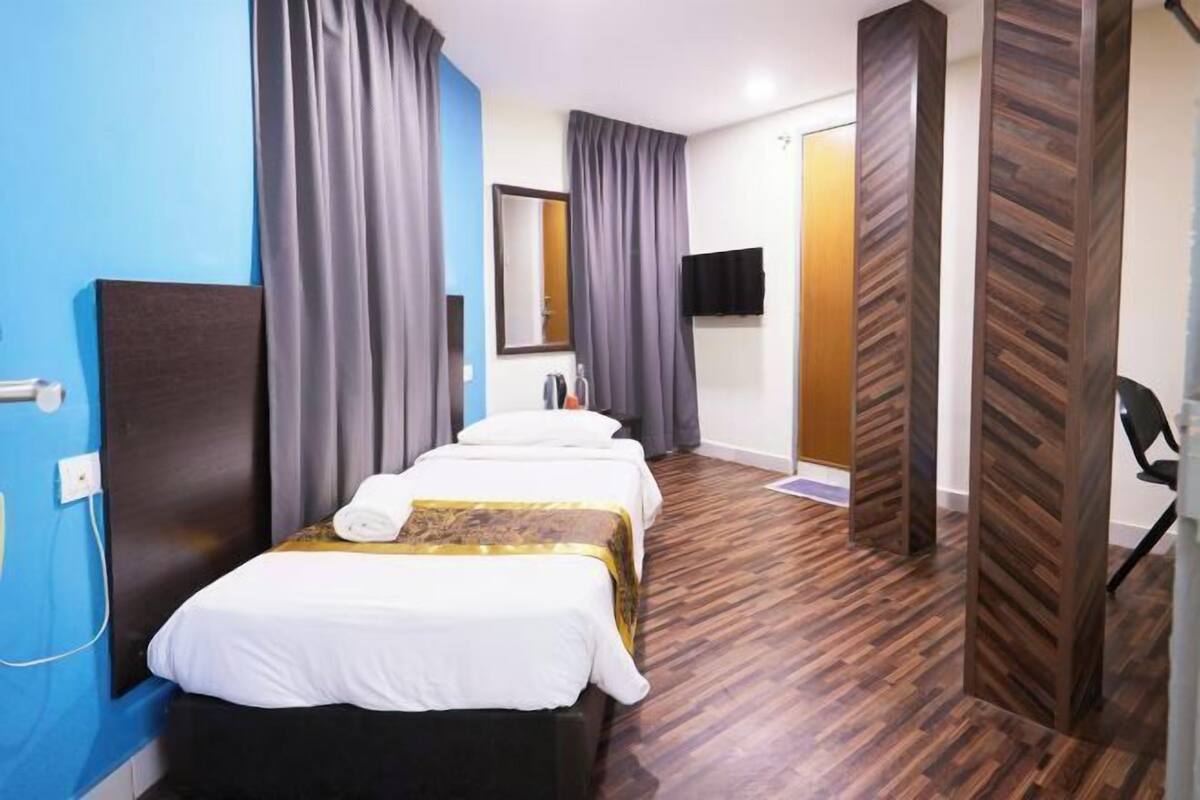 Desk, blackout curtains, iron/ironing board, free WiFi