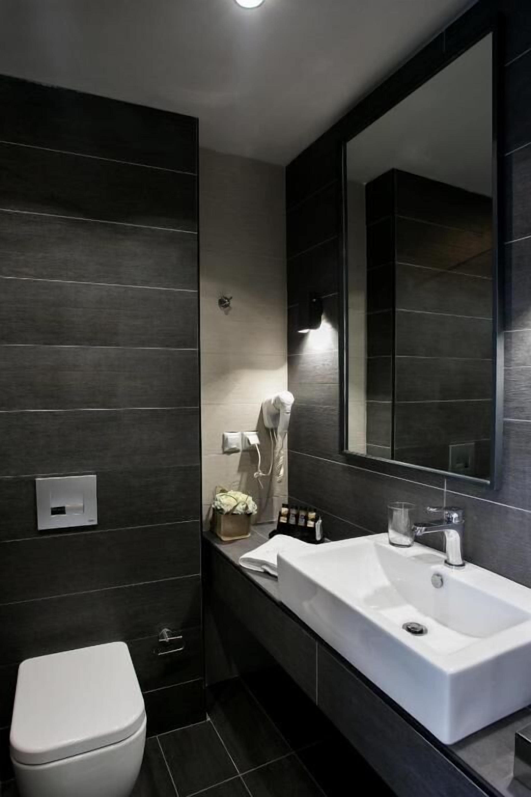 shower, designer toiletries, hair dryer, bathrobes