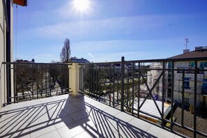 Deluxe Apartment, Multiple Beds, Partial Sea View | Balcony