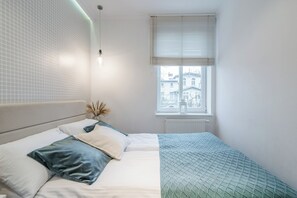 Huoneisto | 1 makuuhuone, silitysrauta/-lauta, ilmainen Wi-Fi, vuodevaatteet