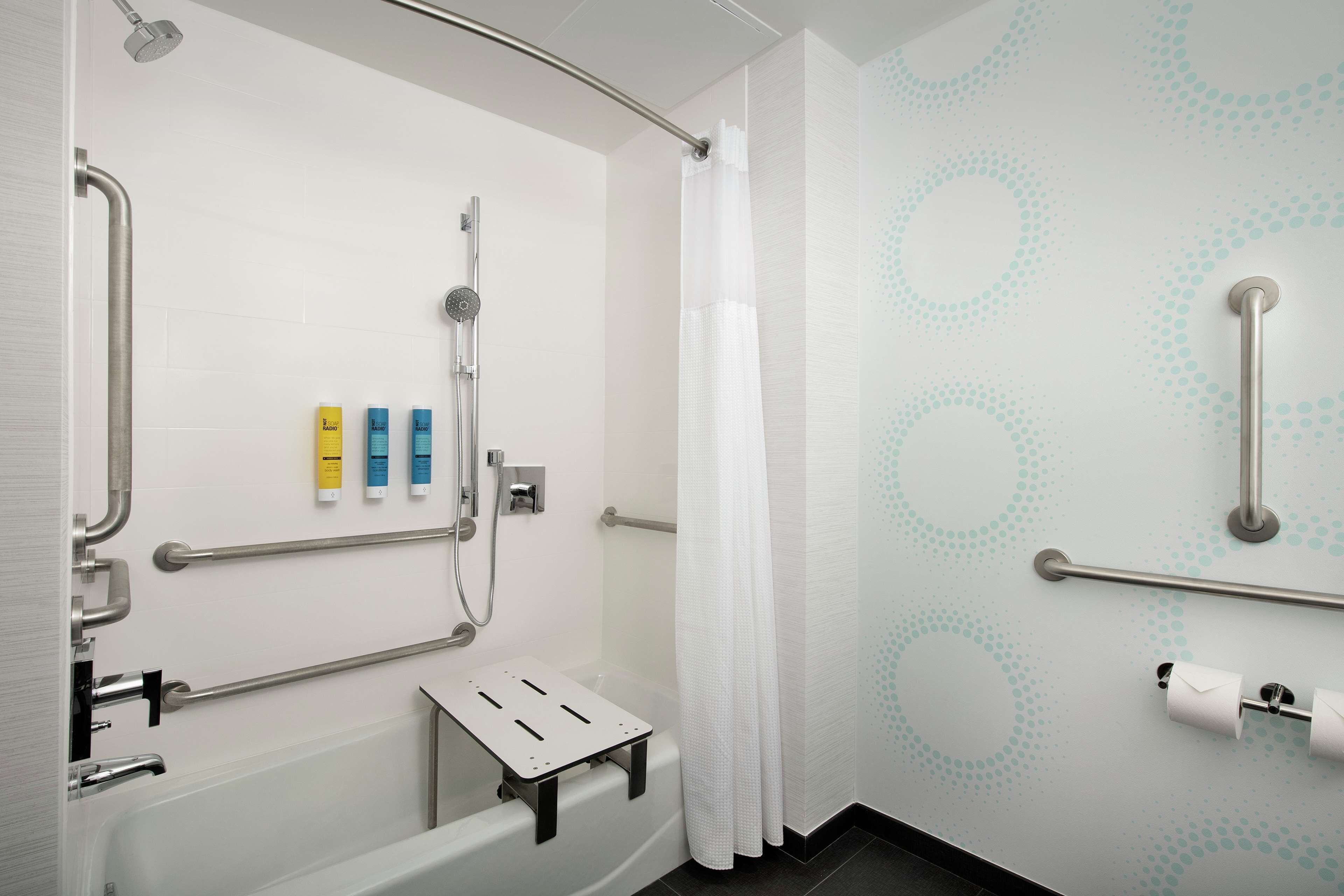 free toiletries, hair dryer, towels